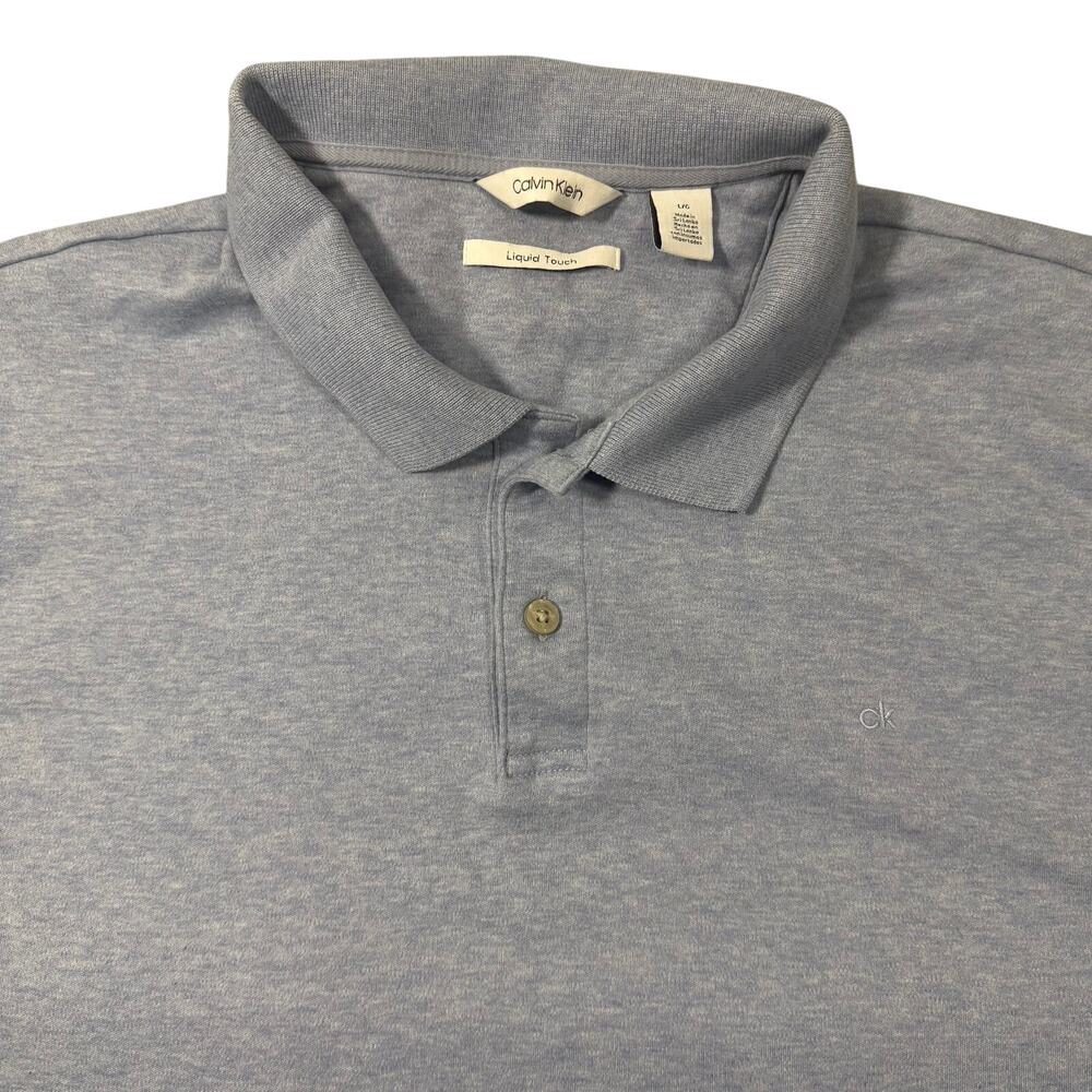 Calvin Klein Liquid Touch Polo Shirt Mens Large Light Blue Short Sleeve Golf